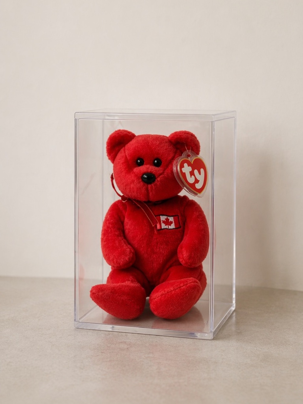Ty Pierre bear NWT in display case beanie baby Canadian exclusive - Picture 1 of 11